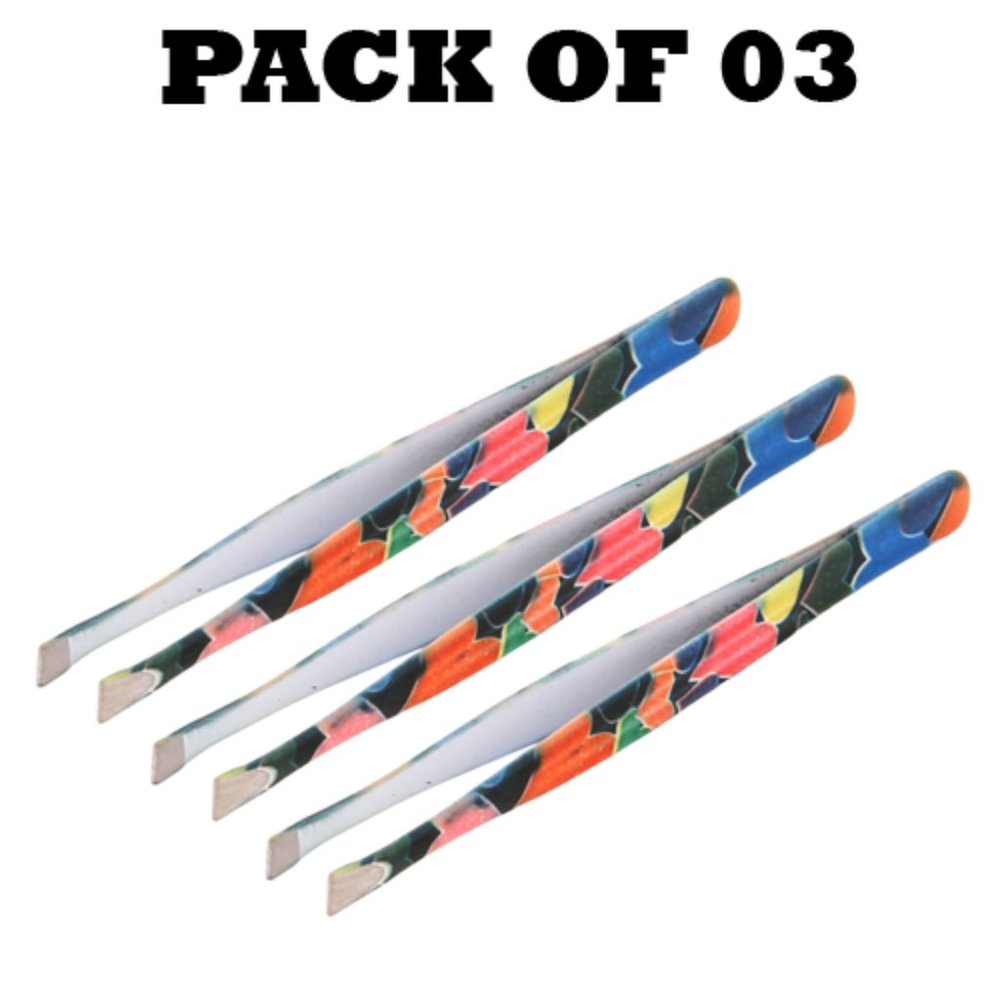 Forgica Professional Stainless Steel Paper Coated Tweezers Pack of 03